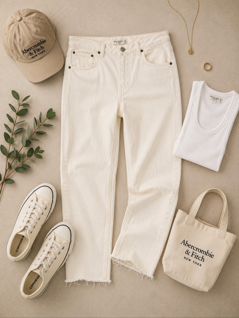 Abercrombie & Fitch 90s Straight Curve White Raw Hem Denim Jeans. Ladies 20R